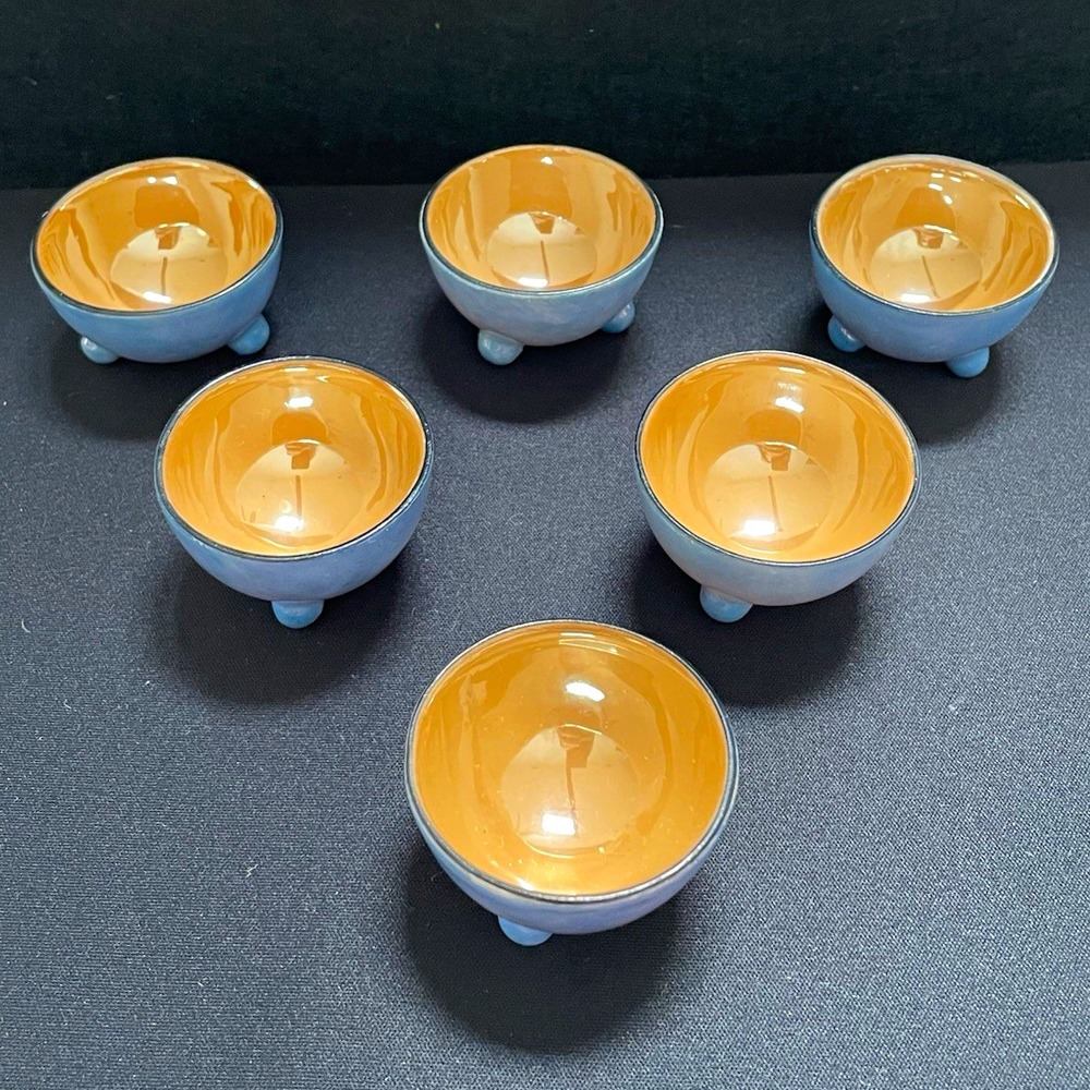 Vintage 1950s Set 6 Made Japan Noritake Porcelain Salt Cellars Condiment Bowls